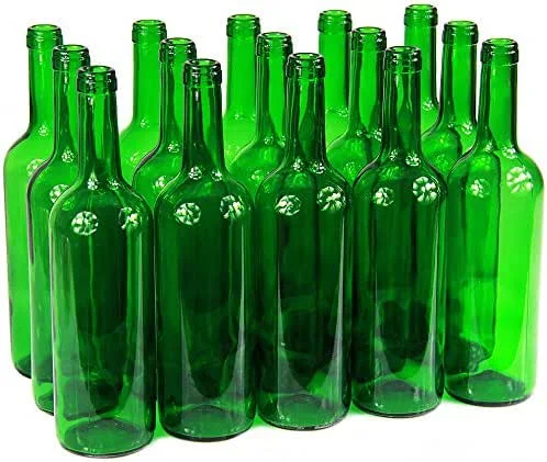 Marke: Wamat Weinflasche 750 ml ohne, mit Korken Glasflasche Leere Flasche Likör Wein 3 Farben (16 STK. ohne Korken, Grün) — Wein und Festtafel