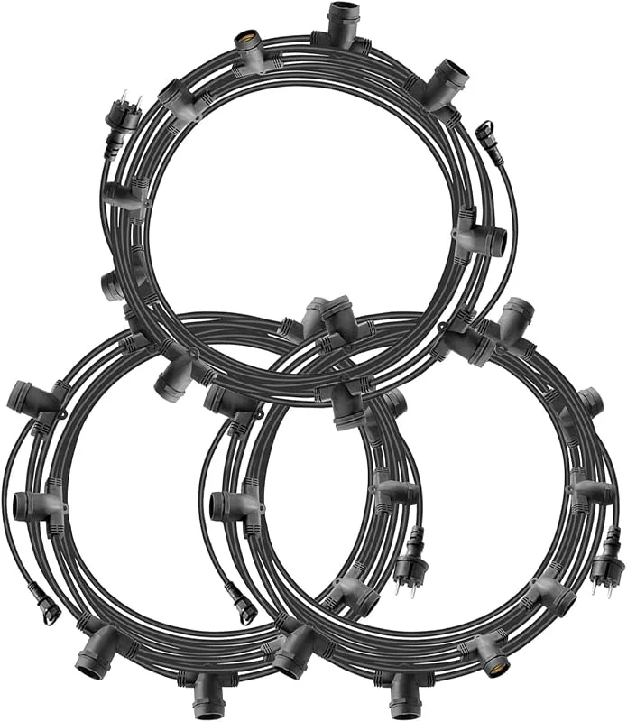 Marke: m MU Mu 15M(3 * 5) Lichterkette Außen, Outdoor Erweiterbar Auf 1000W, (3 * 10) Lampenhalter E27 Wetterfest Ip65, lichterkette außen strom Deko für Gartenparty Hochzeit Garten Hochzeit, 3 * 5M, Schwarz — Weihnachtsbeleuchtung