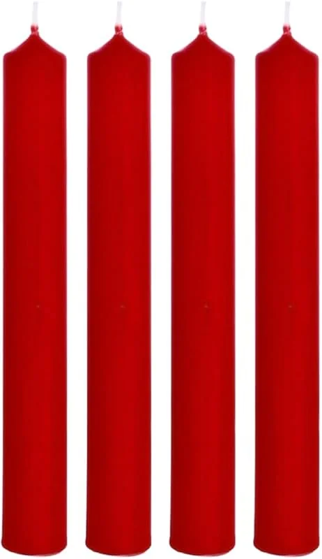 Besuche den Dekohelden24-Store Stabkerzen, Tafelkerzen, Leuchterkerzen, Tischkerzen als 4er Set in Rot, Größe: H, Ø ca. 17 x 2 cm — Kerzenlicht Abendessen