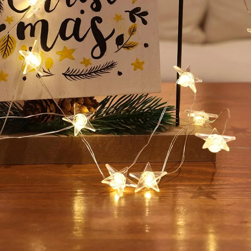 Besuche den shop'n smile ideoon-Store ideoon 2er-Set Zauberhafte LED Sternen-Lichterkette, warmweiss, 4, 2m – Zauberhafte Deko, Ideal für Fenster, Weihnachten, als Geschenk - Batteriebetrieb (2) — Weihnachtsbeleuchtung