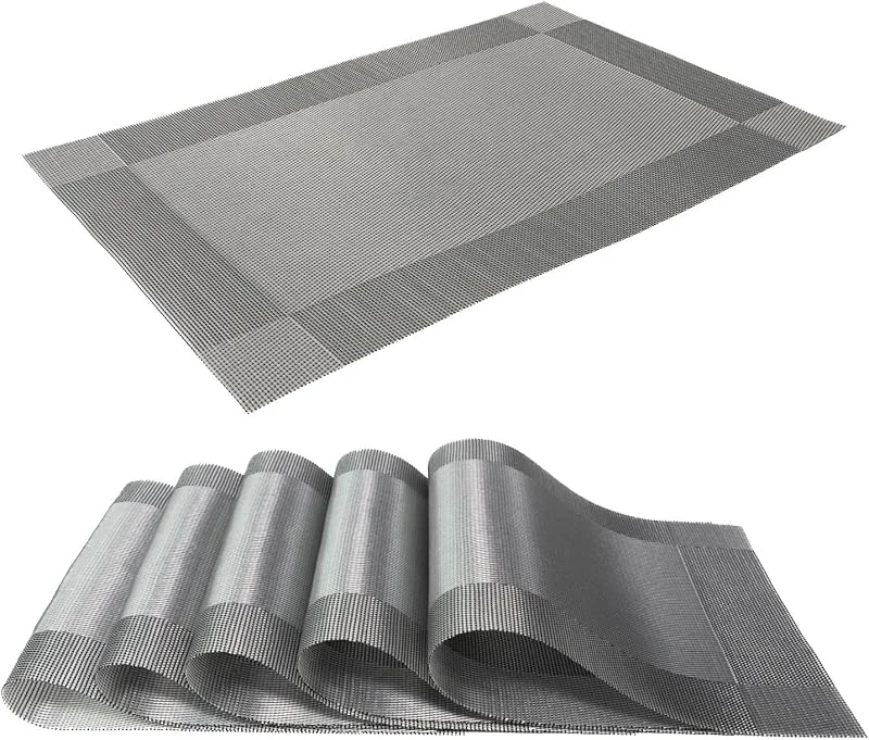 Besuche den INTIRILIFE-Store Intirilife 6X Platzset aus PVC in Hell Grau - 45 x 30 cm - Tischset Tischmatte Untersetzer abwischbar hitzebeständig für Küche Esstisch — Küche & Haushalt