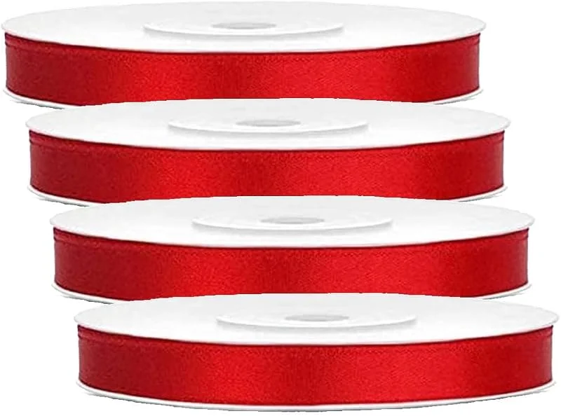 Besuche den Libetui-Store Satinband Rot 6mm x 25 Meter – schmales Schleifenband (Packung mit 4) — Geschenkverpackung