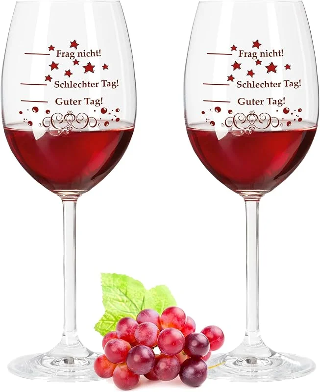Besuche den GRAVURZEILE-Store GRAVURZEILE Weingläser - Schlechter Tag, Guter Tag, Frag nicht! - Geschenk für Hobby-Sommelier & Weinliebhaber - Geburtstagsgeschenk für Frauen & Männer — Wein und Festtafel