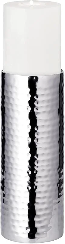 Besuche den EDZARD-Store EDZARD Kerzenhalter Agadir (H 25 cm, Ø 8, 5 cm), Edelstahl, Stumpenkerzen — Kerzenlicht Abendessen