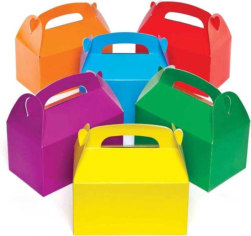 Besuche den Baker Ross-Store Baker Ross AG745 Party Geschenkschachteln, 6er-Pack, 15.5 x 8.5 x 9 cm, bunte Bastelboxen zum Füllen und Gestalten, Blau, Gelb, Rot, Grün, Orange, Violett — Geschenkverpackung