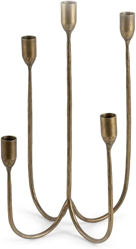 Marke: Elanze Designs Kerzenhalter aus Eisen, antikes Messing-Finish, 5 Stück — Kerzenlicht Abendessen