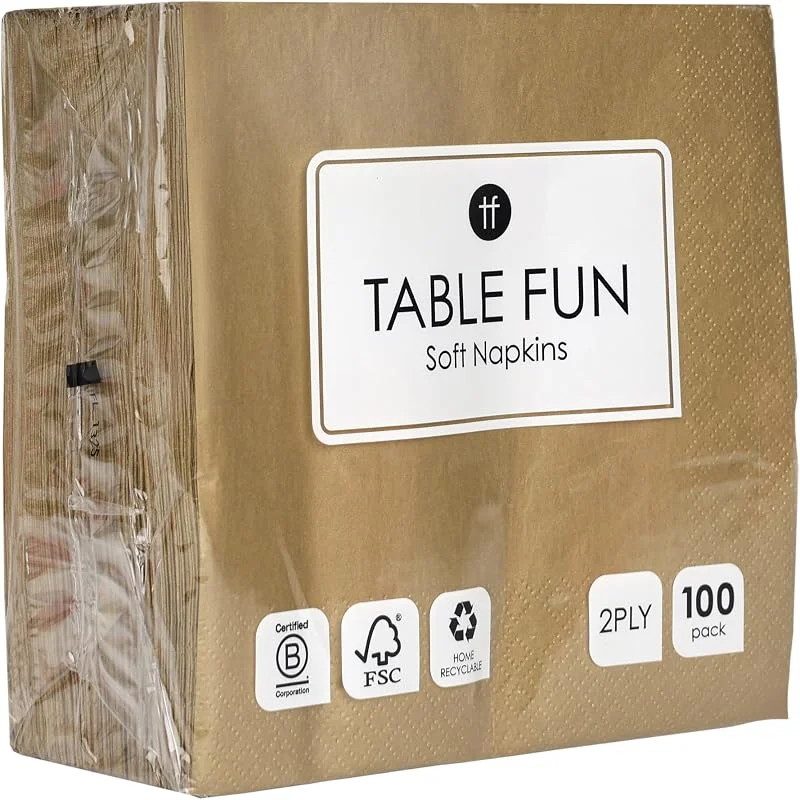 Besuche den Talking Tables-Store Talking Tables 100 x Großpackung weiche Servietten aus recyceltem Goldpapier, Einweg-Partyservietten für Geburtstage, Weihnachten, Hochzeiten, Catering, Hergestellt in der EU, 2-lagig, 33 cm — Advent und Tisch
