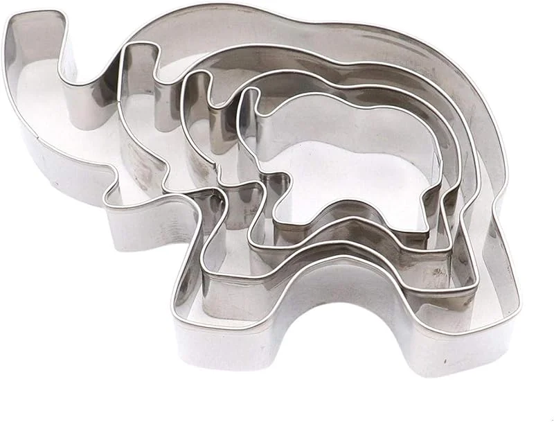 Marke: BYFRI BYFRI 4st Edelstahl Elefant Ausstechformen, Elefant-Form-plätzchen-Form-backen-biskuit-Form, Tier Ausstechformenset DIY Backen-Werkzeuge — Weihnachtskueche