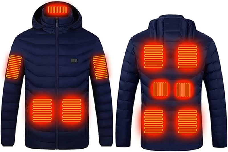 Marke: Battnot Heizjacke Herren Damen Beheizbare Jacke Beheizte Jacke Wärmende Beheizbare Weste Winter Warm Daunenjacke mit 3 Temperaturstufen 19 Heizzonen Heizmantel Kapuze Funktionsjacke Winddicht Outdoorjacke — Heizkleidung