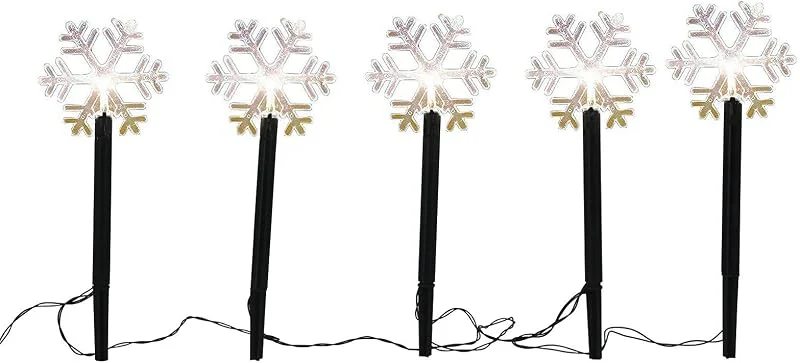 Besuche den Spetebo-Store LED Garten Leuchtstecker - 5 Schneeflocken, 35 cm - Weihnachts Winter Deko beleuchtet Außen mit Timer für Garten Balkon Terrasse — Weihnachtsbeleuchtung