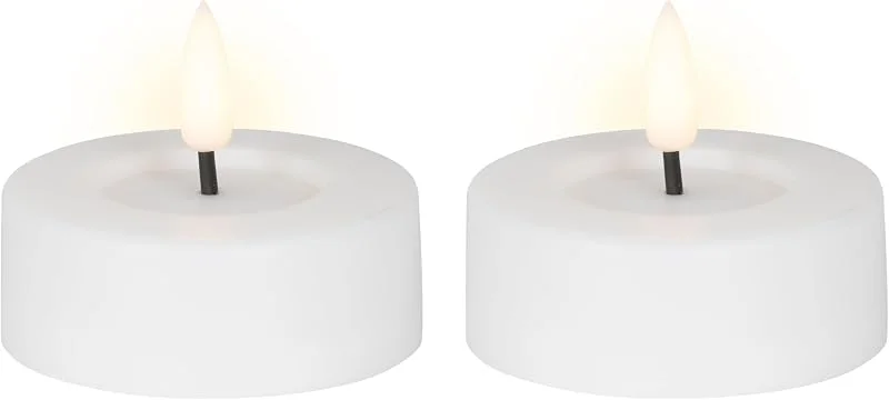 Marke: Lumineo Lumineo LED Teelichter mit Timer 6, 5x5cm Plastik 2 Stück - Indoor & Outdoor - Kerzen mit 6 Stunden Timerfunktion - Batteriebetrieben - Flammenlose Kerzen als Tischkerzen Dekokerzen - Weiß — Advent und Tisch