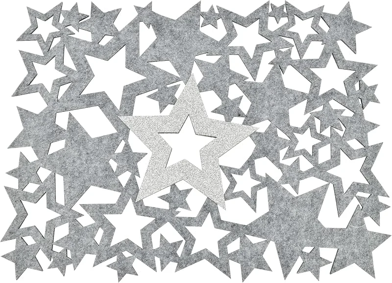 Besuche den CHICCIE-Store Platzset aus Filz Glitterstern grau Silber 40x30cm - Tischdeko Tischdekoration — Küche & Haushalt