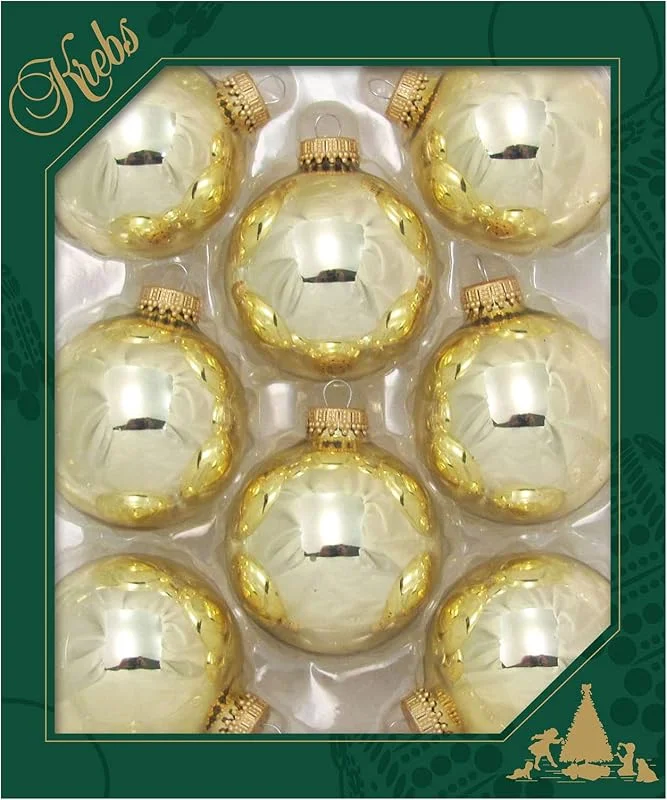 Marke: Krebs Glas Lauscha Christmas by Krebs Made in USA Designer Nahtlose Christbaumkugeln aus Glas Traditionell 2 5, 8" (67mm) Tiffany Gold — Weihnachtsdeko