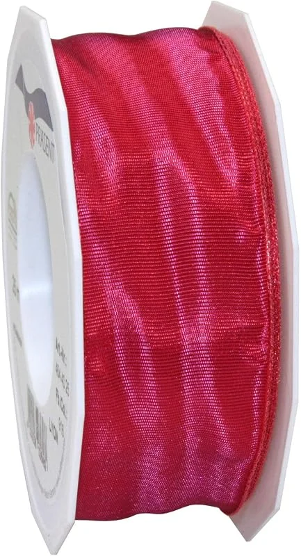 Besuche den PRÄSENT-Store PRÄSENT Lyon Band mit Drahtkante Himbeere, 25 m Dekoband zum Verzieren & Basteln, 40 mm Breite, leicht biegsames Schleifenband, für Festliche Dekos zu besonderen Anlässen — Geschenkverpackung