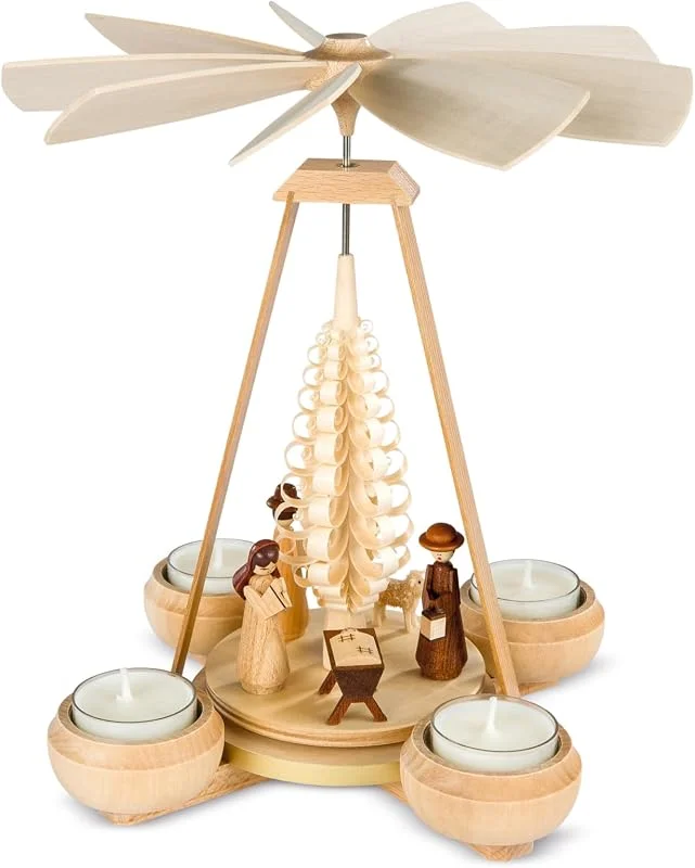 Marke: Müller Müller Weihnachtspyramide Christi Geburt, 1-stöckig, 24 cm hoch, Natur, original Erzgebirge Seiffen MU 10324 — Weihnachtsdeko