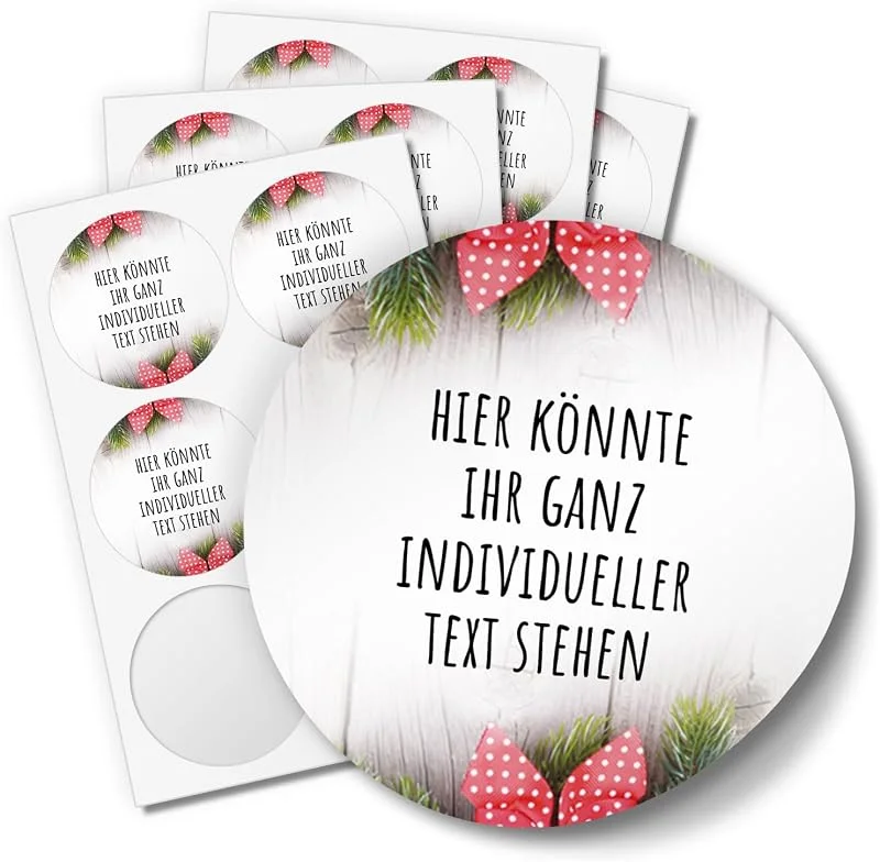Besuche den Einladungskarten Manufaktur Hamburg-Store 24 Weihnachtsaufkleber PERSONALISIERT mit Ihrem Text — Geschenkverpackung