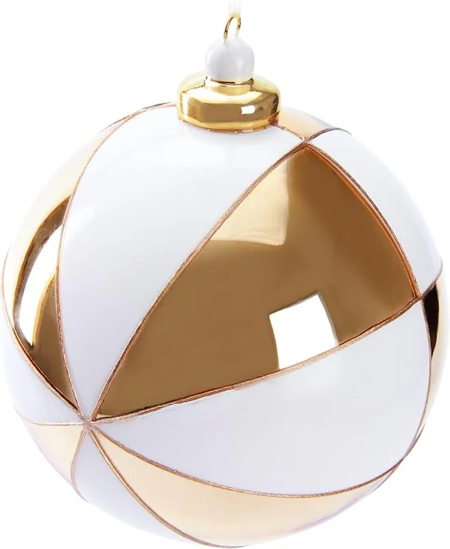 Besuche den BRUBAKER-Store BRUBAKER Premium Weihnachtskugel mit Gold-Weiß Muster - 10 cm Baumkugel — Weihnachtsdeko