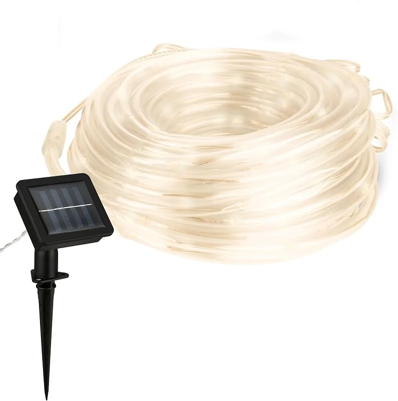 Besuche den BRILONER-Store BRILONER – LED Strip Solar 10 Meter, Warmweißes Licht, Spitzwassergeschützte Solar Lichterkette Aussen, LED Streifen mit 2 Lichtmodi, Schlauch Outdoor, Band, Weiß, Klar — Weihnachtsbeleuchtung