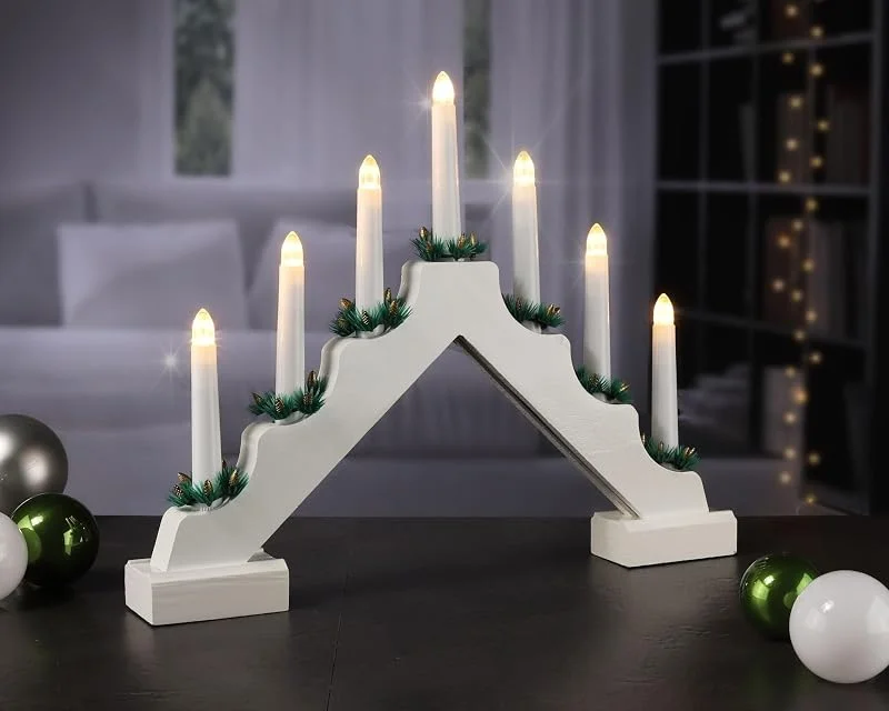 Besuche den bonsport-Store bonsport Schwibbogen aus Holz und Kunststoff - Lichterbogen für Weihnachten mit warm-weißen LEDs, batteriebetrieben (Modell 7) — Weihnachtsdeko