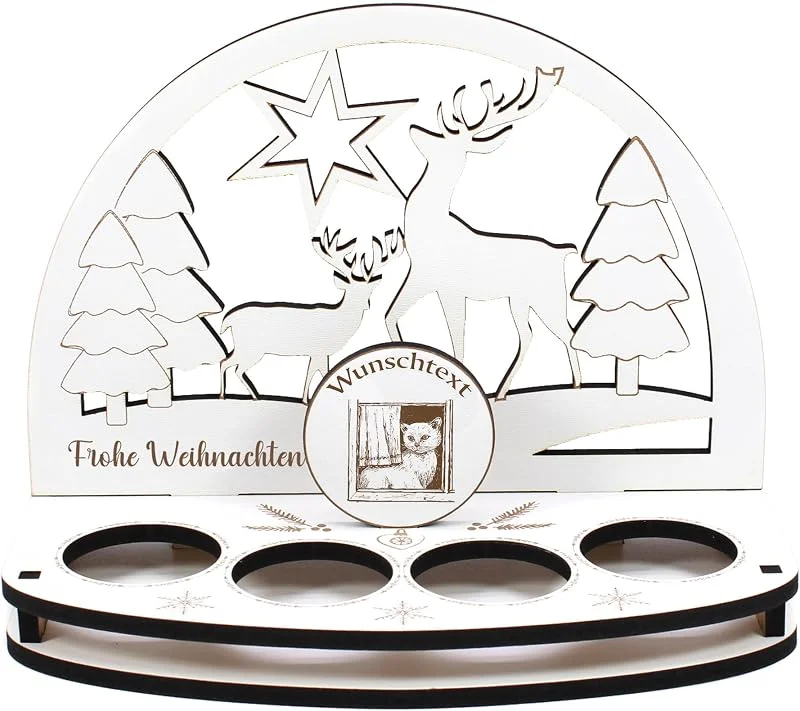 Besuche den DEKOLANDO-Store Dekolando Deko Schwibbogen Teelichthalter Katze im Fenster Personalisiert Weihnachten Weihnachtsdekoration Adventskranz Lichterbogen Kerzenbogen Schmuckbogen Adventslicht