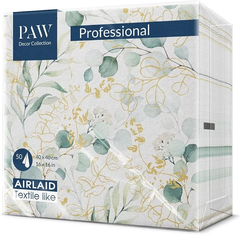 Besuche den PAW Decor Collection-Store PAW Stoffähnliche Servietten 40 x 40 cm, 50 Stück - Goldener Eukalyptus — Küche & Haushalt