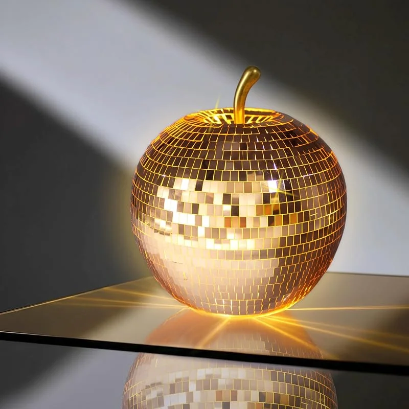 Besuche den Spetebo-Store Spetebo LED Glas Disco Apfel 16 cm batteriebetrieben mit Timer - bronze — Weihnachtsbeleuchtung
