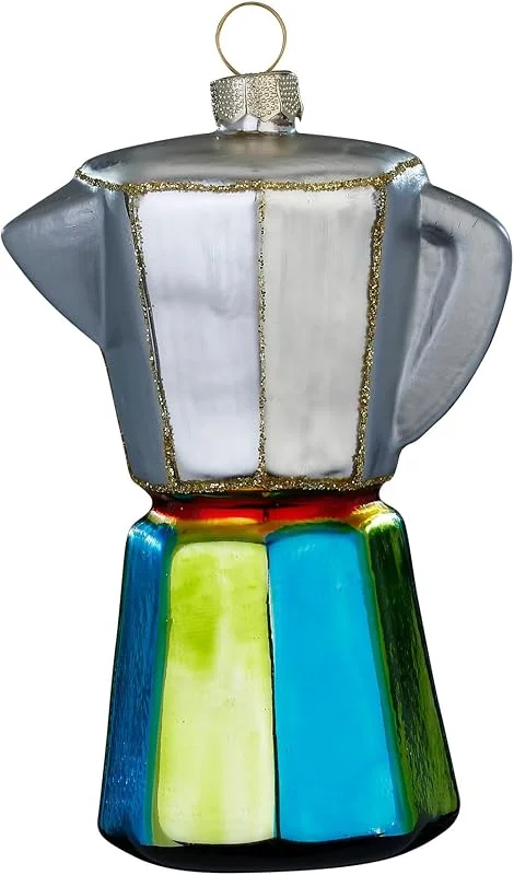 Besuche den Inge-glas-Store Christbaumschmuck Glas 10, 6cm - Kaffeekanne Figur zum Aufhängen - handbemalt - Weihnachtsbaum Anhänger für Weihnachten - Christbaumanhänger & Weihnachtsbaumschmuck - Kaffeekocher Silber Blau Grün — Weihnachtsdeko