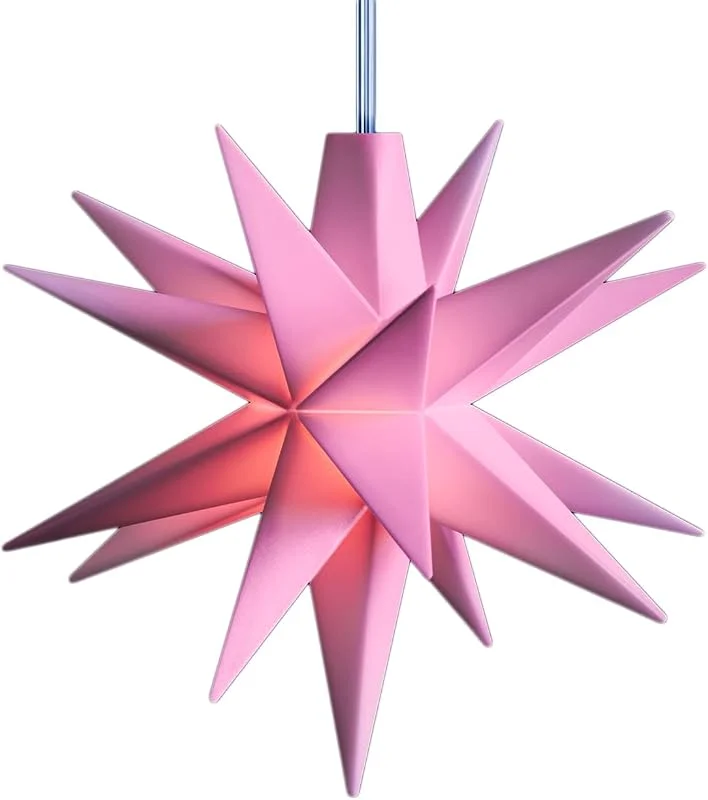 Besuche den Novaliv-Store Novaliv Weihnachtsstern LED Dekostern Klein 8cm ROSA mit Batteriefach für 3 AA Batterien 6h Timerfunktion (1, 5m Kabel) INNENRAUM DEKO 3D Stern 18 Zackig Leuchtstern LED Pink Weihnachtsstern beleuchtet — Weihnachtsdeko