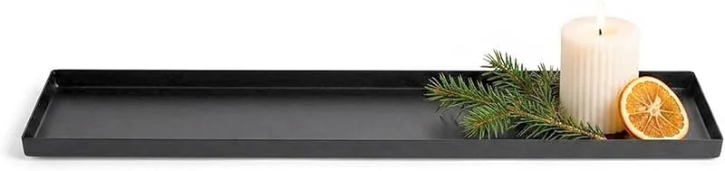 Besuche den Spetebo-Store Metall Kerzentablett schwarz matt rechteckig mit Füßen 100 x 17 cm — Advent und Tisch