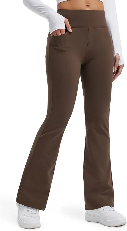 Besuche den Libin-Store Libin Damen Thermo Flared Leggings Thermohose Wanderhose Wasserabweisend Winter Sporthose Schlaghose Yogahose Bootcut Hose mit Taschen — Weihnachtsmode