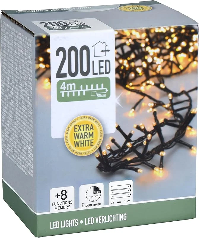 Besuche den Spetebo-Store LED Lichterkette EXTRA warm weiß mit 8 Leuchtfunktionen - 200 LED auf 4m - Weihnachts Beleuchtung mit Speicherchip - Garten Advent Winter Deko Licht für Innen und Außen — Weihnachtsbeleuchtung