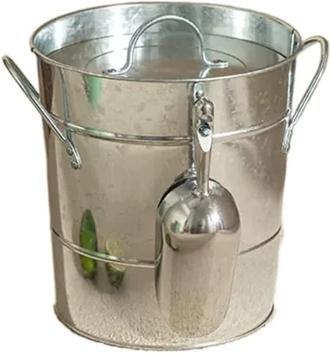 Marke: Lijiaxiuyc-101 eiskübel 3, 5 Liter doppelwandiger Eiskübel, isolierte Eiskübel mit Deckel und Schaufel, verdickte Eiskübel aus Metall, Party-Getränkewanne for Partys in der Küche zu Hause, Cocktailbar sektkübel(Silve — Küche & Haushalt