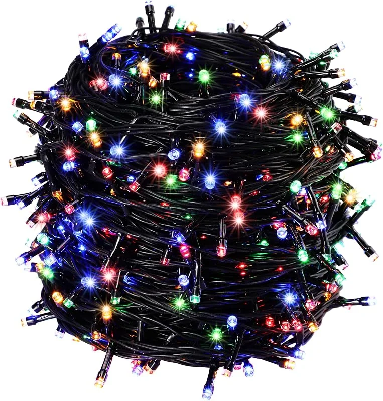 Besuche den Deuba-Store Deuba® Lichterkette 700 LED Außen 8 Leuchtmodi Innen IP44 Wetterfest mit Netzteil Mehrfarbig 14 m Weihnachten Weihnachtsbaum Weihnachtsbeleuchtung Bunt