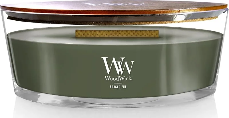 Besuche den WoodWick-Store WoodWick Ellipse Duftkerze mit knisterndem Docht, Fraser Fir, bis zu 50 Stunden Brenndauer — Kerzenlicht Abendessen