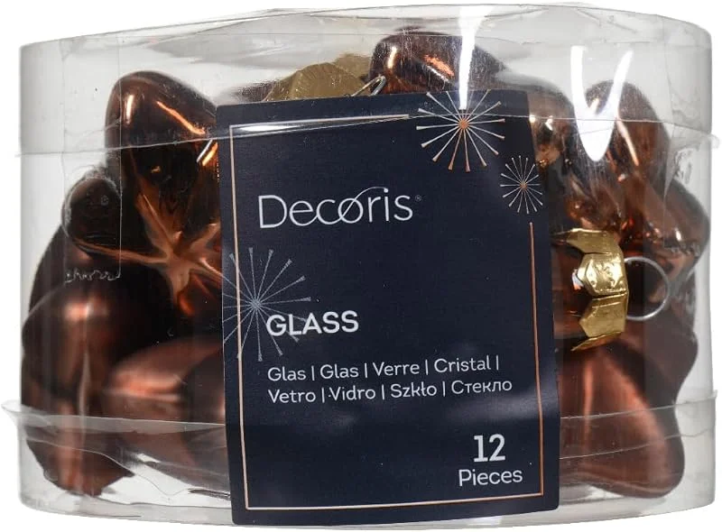 Marke: Kaemingk Christbaumschmuck Sterne Glas 4cm x 12 Stück Weihnachtskugeln Christbaumkugeln Espressobraun lederbraun - Schokobraun - kastanienbraun - kupferbraun - Zimt — Weihnachtsdeko