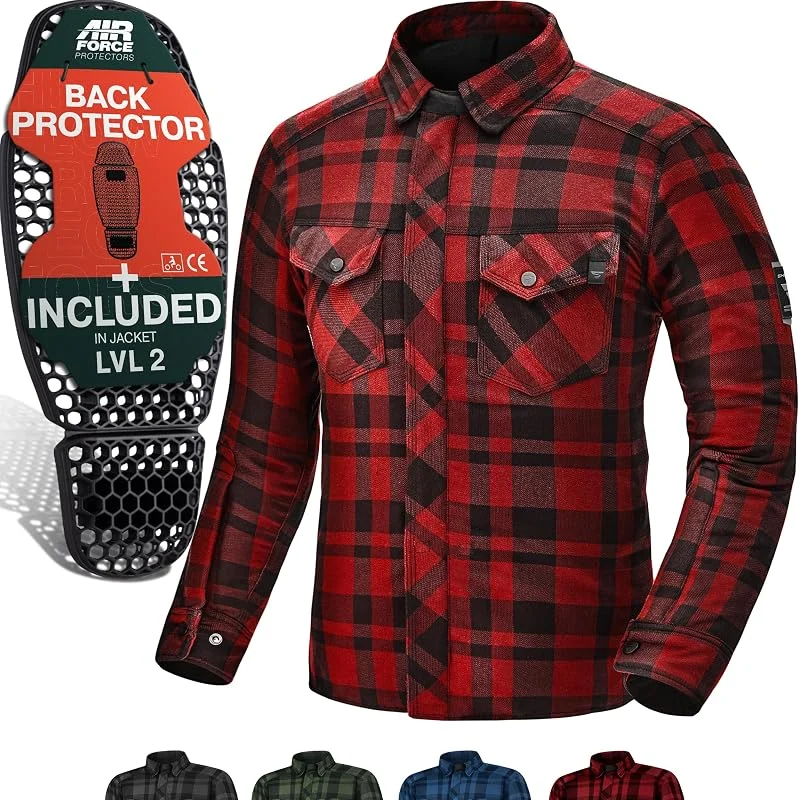 Besuche den SHIMA-Store SHIMA RENEGADE Motorradhemden Herren und Damen - Motorrad Kariertes Hemd mit Protektoren Jacke Flanell Lumber Aramid — Heizkleidung