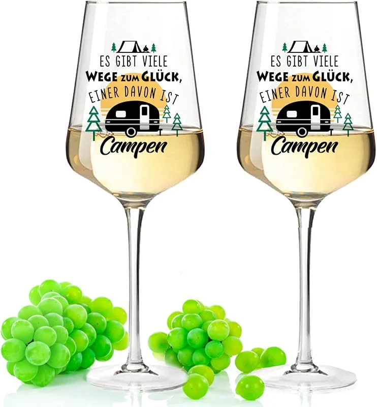 Besuche den GRAVURZEILE-Store GRAVURZEILE Weinglas - Wege zum Campen - Lustige Geschenke - Geburtstagsgeschenk für Männer & Frauen sowie Mama & Papa - Geeignet als Rotweingläser Weißweingläser — Wein und Festtafel