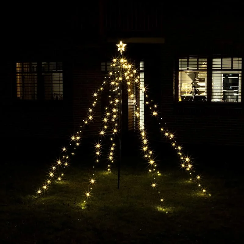 Besuche den Spetebo-Store Spetebo Beleuchtete LED Lichterpyramide mit Timer - 4, 0m Höhe, 400 LED in warmweiß - Deko Baum Tannenbaum Außen LED Weihnachtsbaum — Weihnachtsbeleuchtung