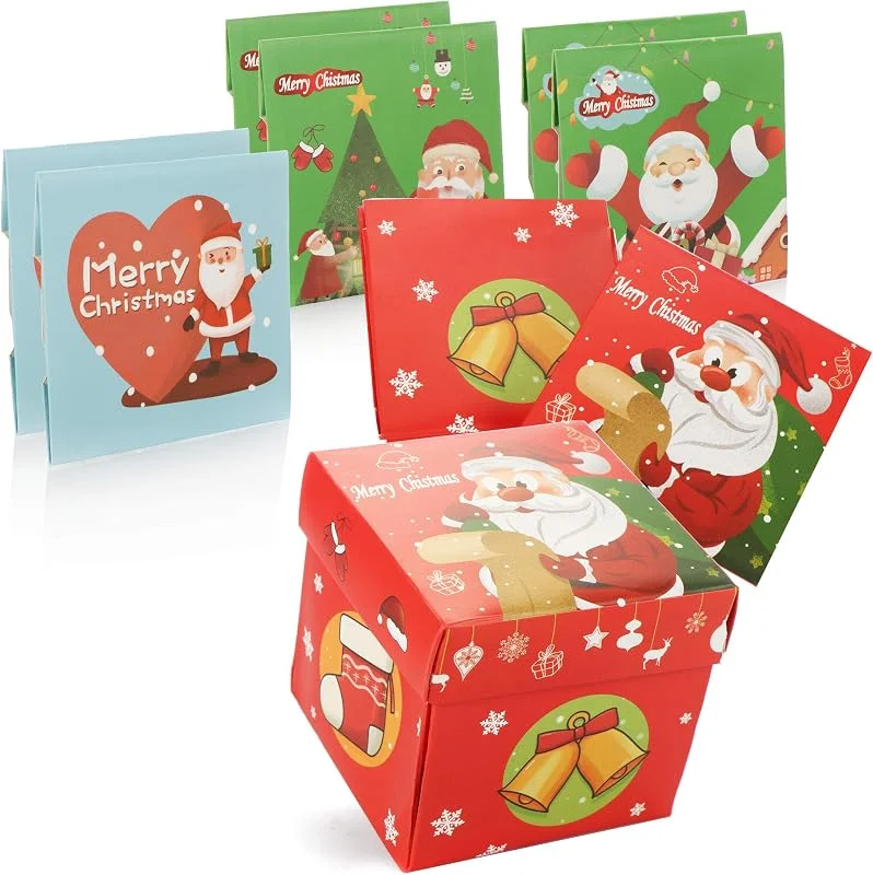 Besuche den com-four-Store com-four® 8x Geschenkbox mit Weihnachtsmotiven, Faltbox aus stabilen — Geschenkverpackung
