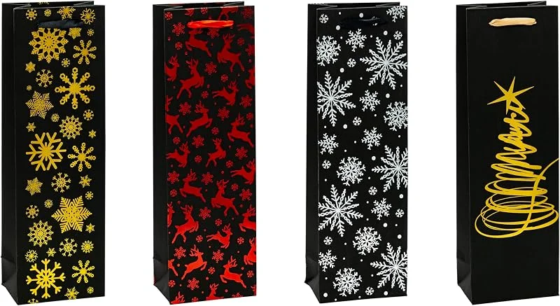 Besuche den TSI-Store TSI Geschenktüten WEIHNACHTEN Premium für Wein- und Sektflaschen, 12er Packung, Größe: Flasche (HxBxT 38 x 12 x 8 cm), Art.Nr. 88280 — Geschenkverpackung