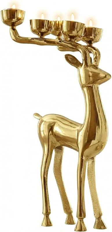 Besuche den My Flair-Store Rentier Teelichthalter Gold – Hirsch Kerzenhalter Weihnachten — Advent und Tisch