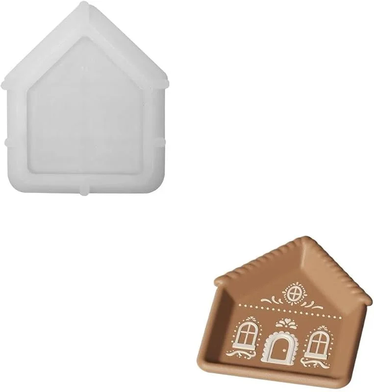 Besuche den BOOWAN NICOLE-Store BOOWAN NICOLE Weihnachtsform Lebkuchen-Häuschen-Tablett Silikonform, DIY Giebelhäuschen Beton Silikonformen, silikonformen gießformen weihnachten — Weihnachtskueche