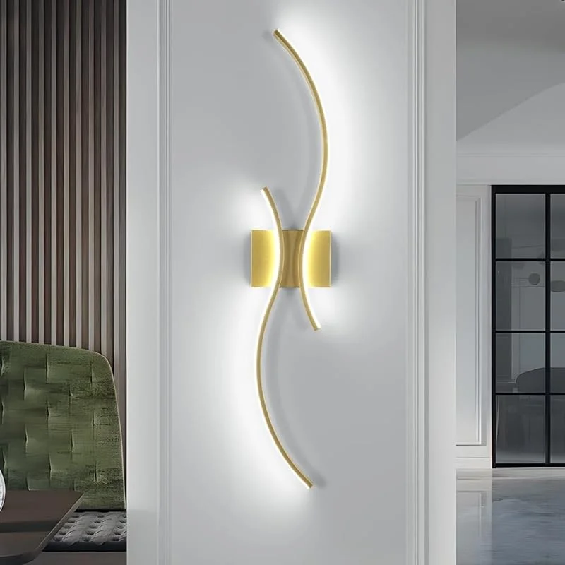 Besuche den Comely-Store Comely LED Wandleuchte Innen, 27W Lange Wandlampe Gold 80CM, 6500K — Kerzenlicht Abendessen