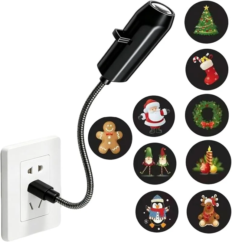Marke: Pomurom Weihnachtsprojektor Indoor 360° Rotation USB-betriebenes Projektionslicht — Weihnachtsbeleuchtung