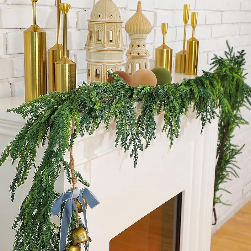 Marke: Jutom Jutom Norfolk-Kieferngirlande für Weihnachten, fühlt Sich echt an, künstlich, 457 cm, Grün — Weihnachtsdeko