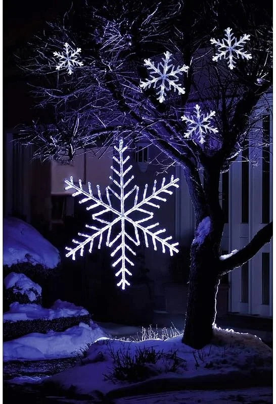 Besuche den Konstsmide-Store Konstsmide LED Acryl Schneeflocken Lichtervorhang, 5er-Set, 60 kalt weiße Dioden, 24V Außentrafo, transparentes Kabel - 4439-203 — Weihnachtsbeleuchtung