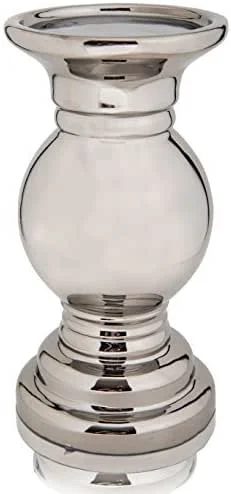Besuche den CHICCIE-Store Keramik Kerzenhalter Racheal Silber 20cm - Kerzenständer Kerzenleuchter — Kerzenlicht Abendessen