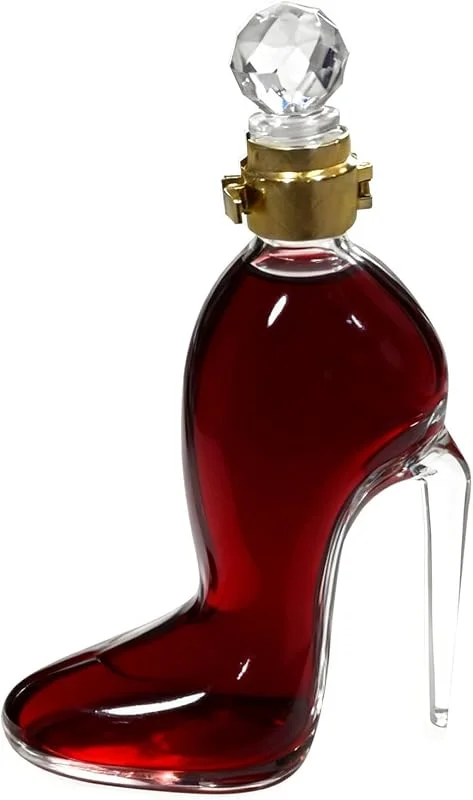 Marke: Generisch Getränkespender Flasche für Wein, High-Heeled Schuhe Glas Whiskey Flasche mit Deckel, 350ml Klar Getränkebehälter, Desktop Ornament für Geburtstag, Weihnachten, Grill, Restaurant — Wein und Festtafel
