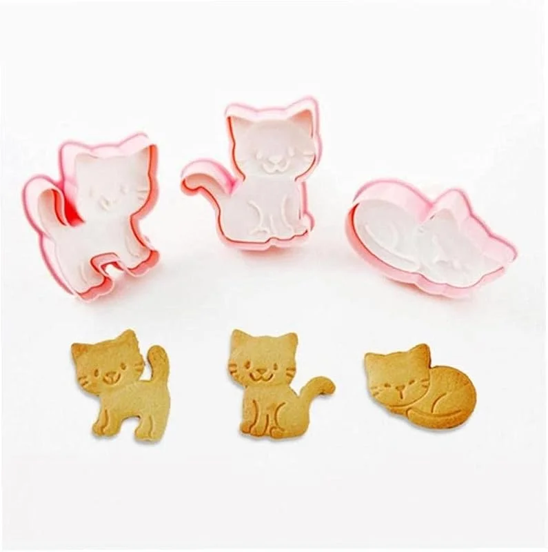 Marke: Ruluti 3 stücke Katze Kätzchen Formen Fondant Cutter Keks Fräser Kuchen Gebäckform Kuchen Dekoration Küche Backen Liefert — Weihnachtskueche
