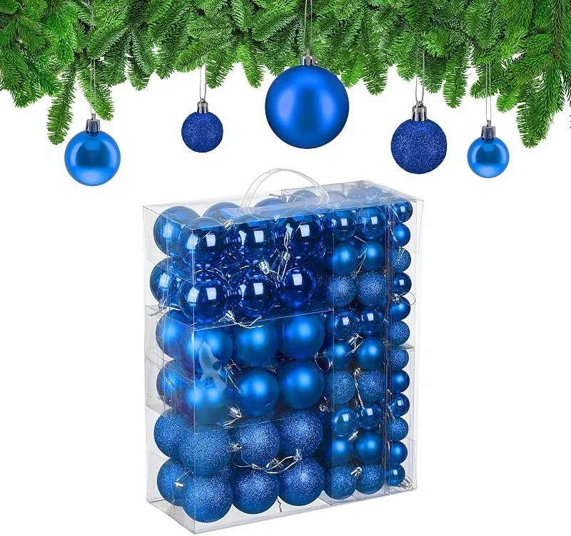Besuche den Relaxdays-Store Relaxdays Weihnachtskugeln, 138er Set, Kunststoff, glitzernde, Matte, glänzende Baumkugeln, Christbaumschmuck, Farbwahl — Weihnachtsdeko